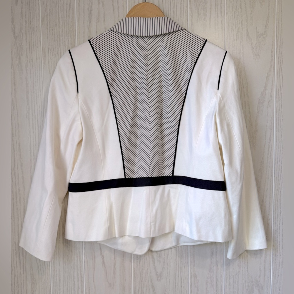 Ann Taylor Suit Blazer White w/ Navy Blue Size 12 NWT - Picture 4 of 5